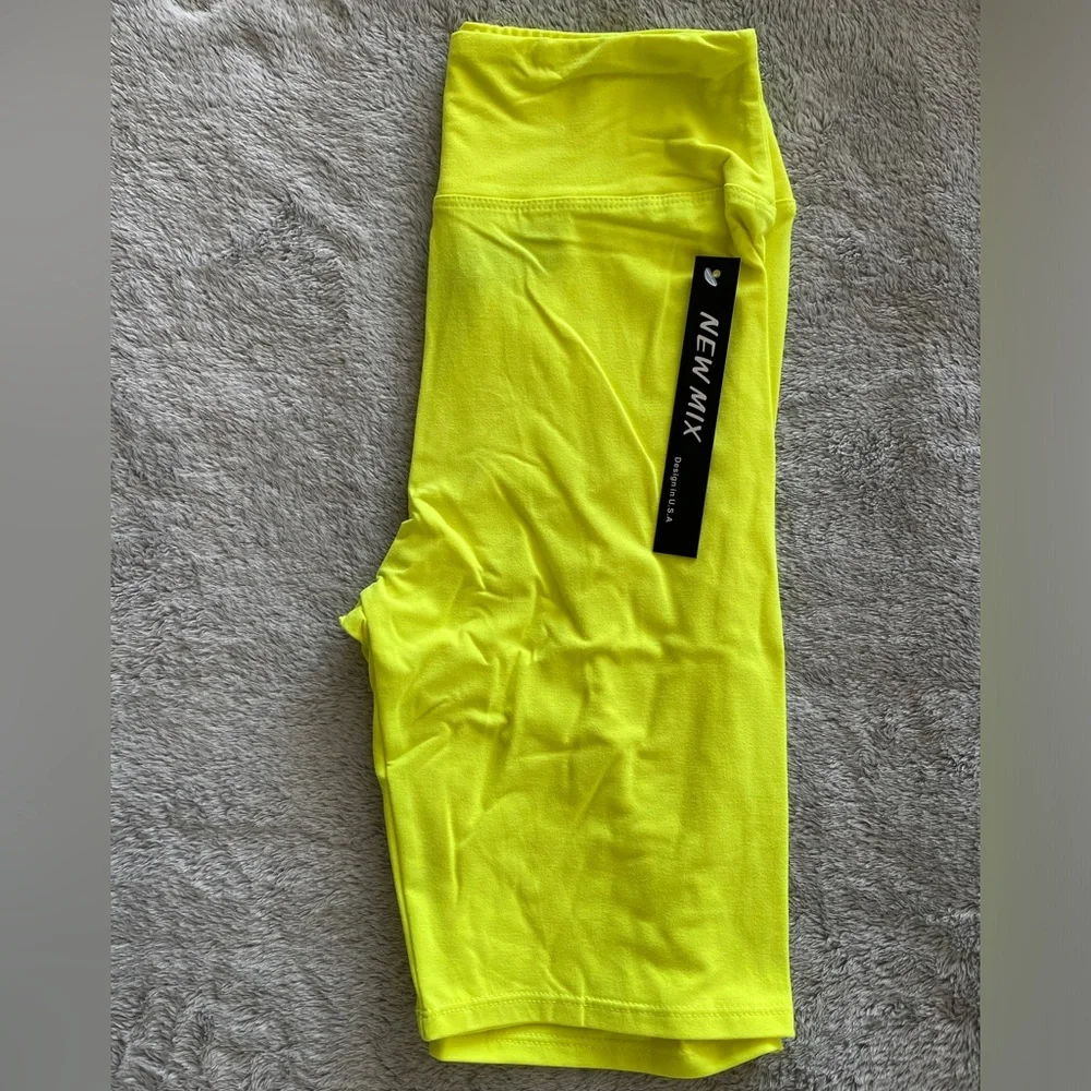 New Mix Buttery Soft Biker Shorts - OS - Neon Yellow - Picture 1 of 6